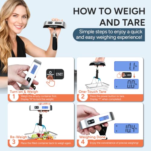 Luggage Scale Digital Suitcase Weight Scale for Travel (Silver)