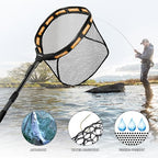 Fishing Net Fish Floating Landing Net with Handle (11.8"/30cm Hoop Size 1.0M Orange(Extendable) / 1.0m (Extendable))