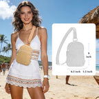 Faux Straw Crossbody Bags for Women Small RFID Summer Sling Bag (Pure Khaki Thin)