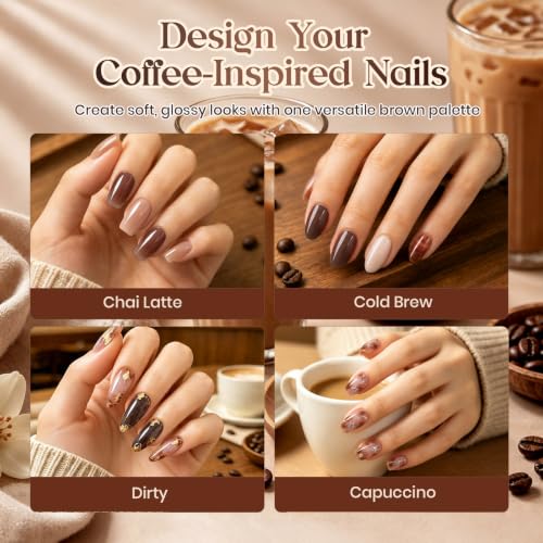 Beetles Brown Nude Fall Jelly Gel Nail Polish Set (A - Brown Nude Pink | Vanilla Latte)
