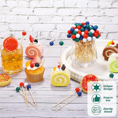 100 Pieces Golf Toothpicks 4.72 Inch Golf Skewers Golf Cocktail Picks Golf Fruit Picks Decorative Toothpicks for Appetizers Cocktail Garnish Sports Party Supplies (Multicolor Golf)