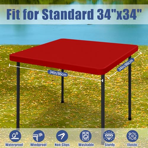 2 Pack Square Spandex Fitted Table Cloth (Red / 34" x 34" (Square))