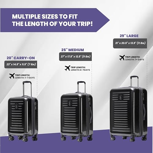 Rails Expandable Hardside Upright Suitcase with 360° Spinner Wheels (Black / Medium Checked)