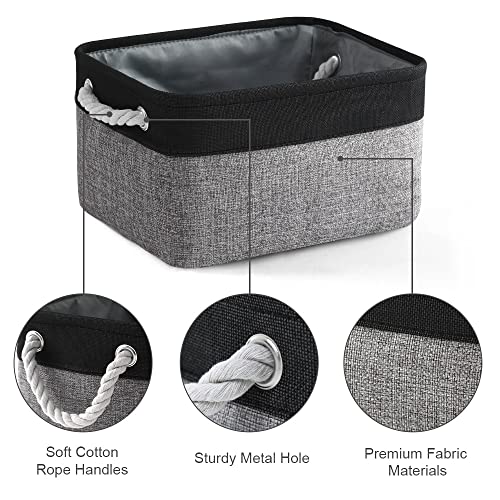 Storage Basket for Organizing (Black&Grey / Medium -13.8Lx9.8Wx6.7H)