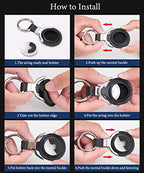 Compatible with AirTag Case Airtag Keyring Leather Protective Case AirTags Loop Holder Air Tags Protective Cover Airtag Key Chain Loop Holders for Luggage Dog Cat Pet Collar (Blue)