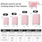 Luggage set 13 Piece 16 20 24 28 IN Hardside Suitcase with Bags (Luggage Set With Bags / Light Pink(13 piece))