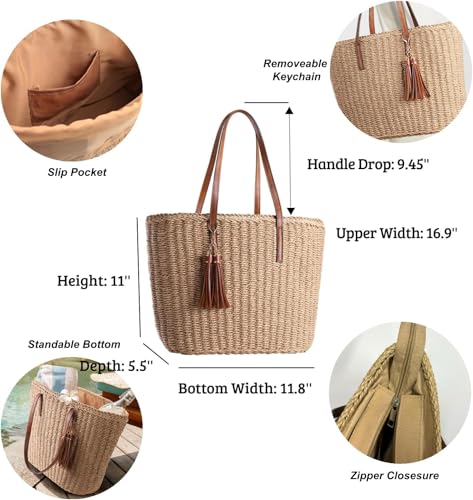Straw Bags For Women (Khaki)