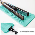 Curling Iron Silicone Mat Heat Resistant for Travel Dual Voltage Flat Iron (Green)