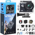 EK7000 4K30FPS 20MP WiFi Action Camera with EIS Ultra HD 131FT Waterproof Underwater Camera Remote Control 4X Zoom Support External Microphone Black (Black)
