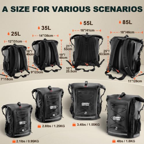 Waterproof Backpack Dry Bag 25L (Black / 25L)