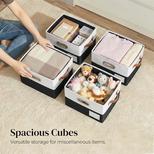 Storage Bins with Lids [3 (Black & White / S(3-Pack))