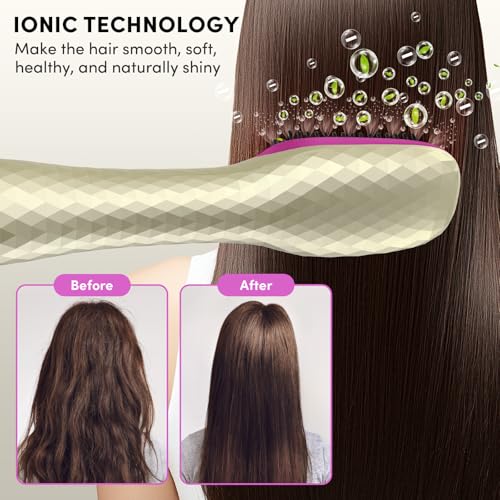 3 in 1 Hair Dryer Brush Straightener 1200W Negative Ionic Hot Air Brush One Step Blow Dryer and Styler for Straightening Drying Smoothing (Champagne Gold)