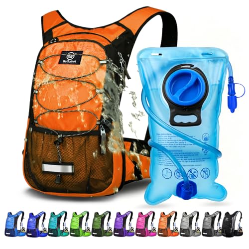 Insulated Hydration Backpack Pack with 3L BPA Free Leak Proof Water Bladder (Orange)