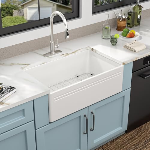 30"x18" White Farmhouse Kitchen Sink (30"x18"x10" / White)