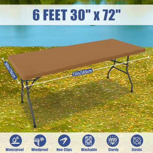2 Pack Rectangle Spandex Fitted Table Cloth (Brown / 72" x 30" (Rectangular))