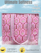 100% Cotton Quilted Tote Bag For Women (Violet Kiss Georgia Clay Floral Print)