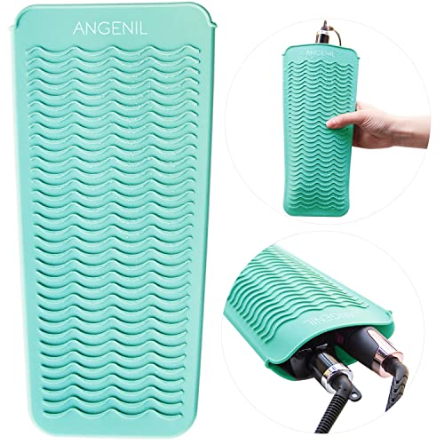 Curling Iron Silicone Mat Heat Resistant for Travel Dual Voltage Flat Iron (Green)