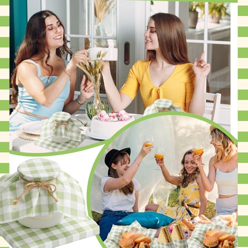 100 Pcs Green Checkered Wax Paper Sheets for Food Wrapping (Green, White / Green Checkered)