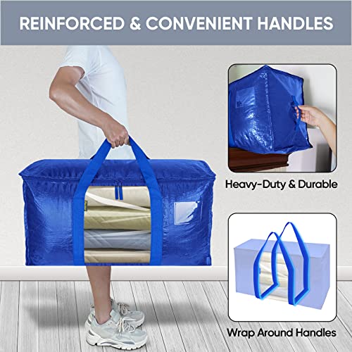 8 Pack Oversized Moving Bags with Reinforced Handles (8-Pack / Blue-window)