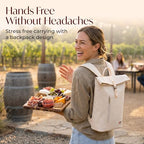 Two Bottle Rolltop Wine Tote Bag (Beige)