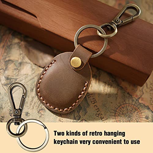 2 Pack Genuine Leather AirTag Holder Compatible with Apple AirTag 2nd Gen & 1st Gen ([2 pack] Brown)