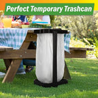Heavy Duty Black Trash Bag Portable Trash Bag Holder Stand with 7 Bags (Heavy Duty Black)