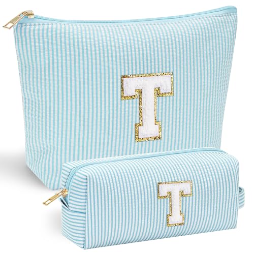 Initial Makeup Bag for Women Girls (Light Green / T)