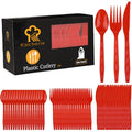 360 Pieces Red Plastic Cutlery Set (Red)
