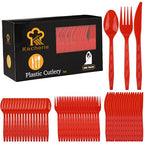 360 Pieces Red Plastic Cutlery Set (Red)