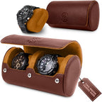 2 Watch Travel Case for Men (Brown & Caramel / 2 Watch Case)
