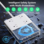 200W USB C Charging Station Power Strip with Cord and Plug (White / 200W)