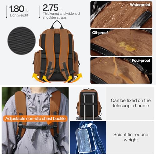 Travel Backpack for Women Men (Brown / 18 Inch)
