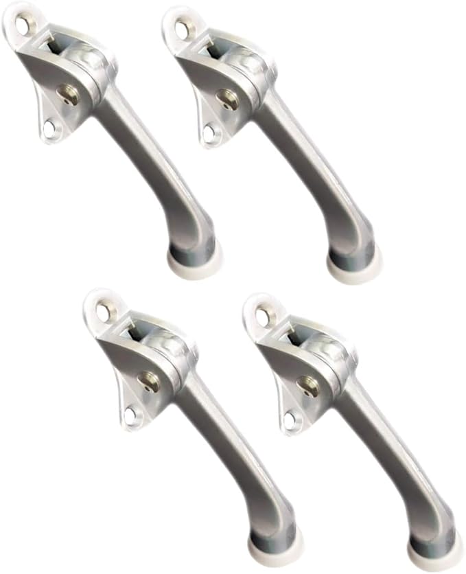 QCAA Heavy Duty Kickdown Door Stopper, Zinc Die Cast, Satin Chrome, 4 Pack by QCAAHardware