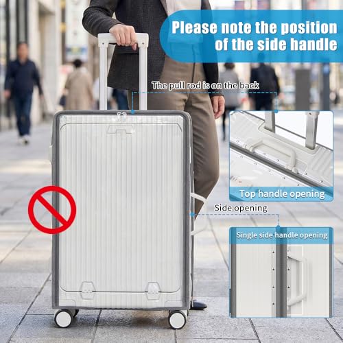 Clear Luggage Cover Protector with Front Pocket Zipper 30 Inch (30inch / 80%clear 20%grey)