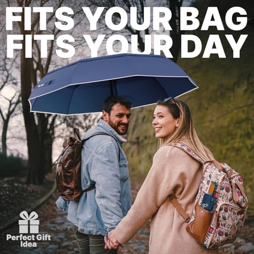 Compact Travel Umbrella for Rain (Dark Blue)