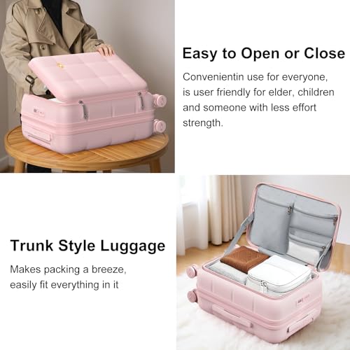 20 Inch Expandable Carry On Luggage Airline Approved (20 inch / Pink)