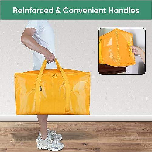 4 Pack Oversized Moving Bags with Reinforced Handles (4-Pack / Light Yellow)