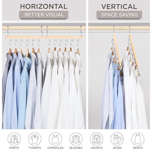 Space Saving Hangers for Closet (4 Pack / Natural)