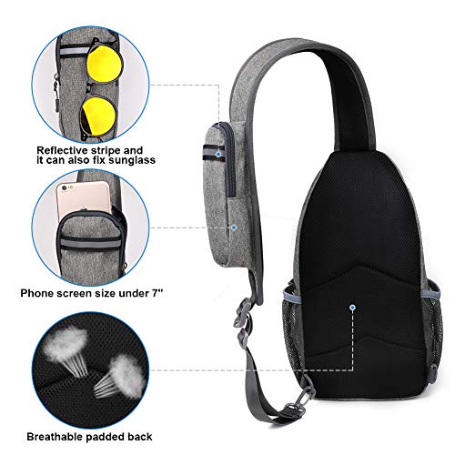 Crossbody Sling Backpack Sling Bag Travel Hiking Chest Bag Daypack (Gray / Small)