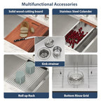 39" Double Bowl Undermount Kitchen Sink Large Workstation Sinks (Stainless Steel-Workstation / 39''x19''-60/40)