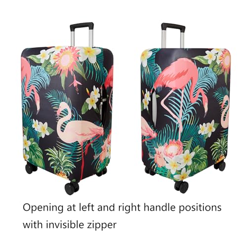 Travel Luggage Cover Suitcase Cover Protector Skins 18 (Flower flamingo / S (for 18--20 inch luggage))