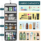 Travel Hanging Toiletry Bag for Women Men (Black Chevron / Large)