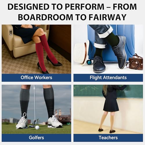 Copper Compression Dress Socks for Women & Men (Small-Medium / Black)