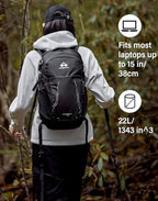 Hiking Backpack 22L Small Hiking Hydration Gear Lightweight Camping Backpack Travel Daypack for Women Men Outdoor Bag for Biking Climbing (Black / 22L)