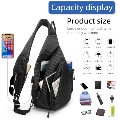 Water Proof Sling bag (Black Grid)