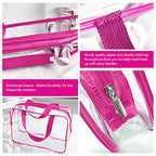 2Pcs Crystal Clear PVC Travel Toiletry Bag Kit for Women Men (2pcs Hot Pink-Large / 2pcs Large)