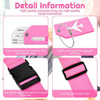 8 Pcs Luggage Straps Suitcase Tags Set for TSA Approved (Pink / Airplane)