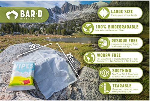Bar D Biodegradable Body Wipes with Tea Tree Oil & Aloe Vera (10 Count (Pack of 3))