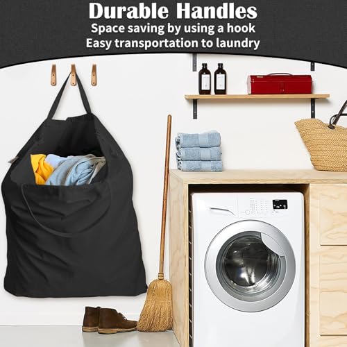 Canvas Laundry Bag 40"W x35"H (Black / XXL 40"Wx35"H┃1 Pack)