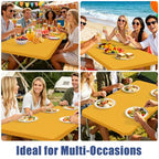 2 Pack Rectangle Spandex Fitted Table Cloth (Mustard Yellow / 96" x 30" (Rectangular))